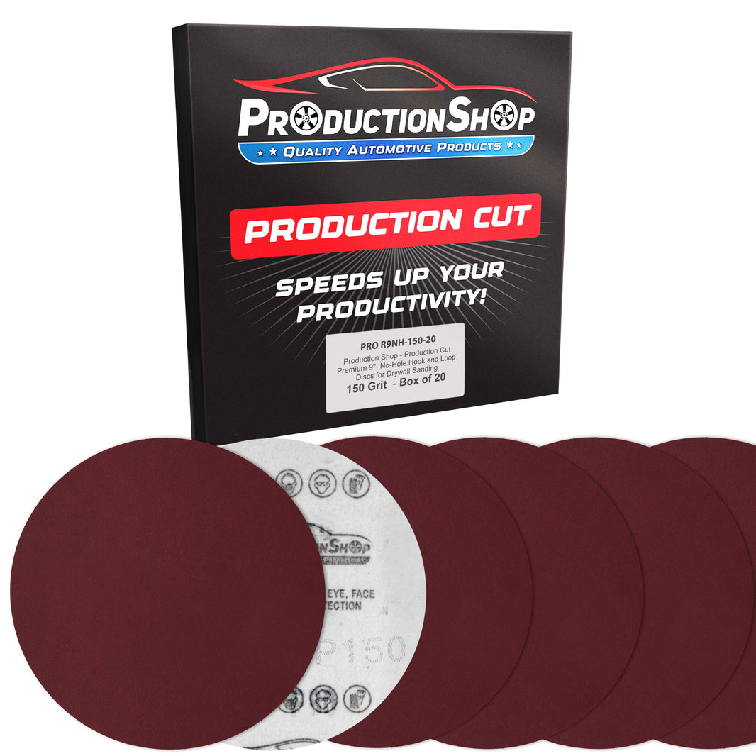 Premium 9" Red 150 Grit Hook & Loop Sanding Discs, Box of 20 - Sandpaper for Drywall Power Sanders, Medium-Cut Abrasive