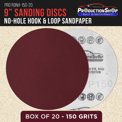 Premium 9" Red 150 Grit Hook & Loop Sanding Discs, Box of 20 - Sandpaper for Drywall Power Sanders, Medium-Cut Abrasive