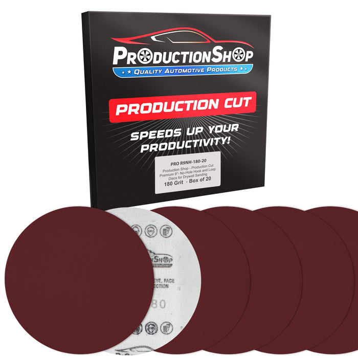 Premium 9" Red 180 Grit PSA Sanding Discs, Box of 20 - Self Adhesive Stickyback Sandpaper for Drywall Power Sanders, Medium-Cut Abrasive - Woodworking, Sand Wood Metal Automotive Paint