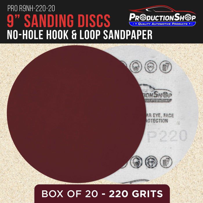 Premium 9" Red 220 Grit Hook & Loop Sanding Discs, Box of 20 - Sandpaper for Drywall Power Sanders, Fine-Cut Abrasive - Woodworking, Sand Wood Metal Automotive Paint