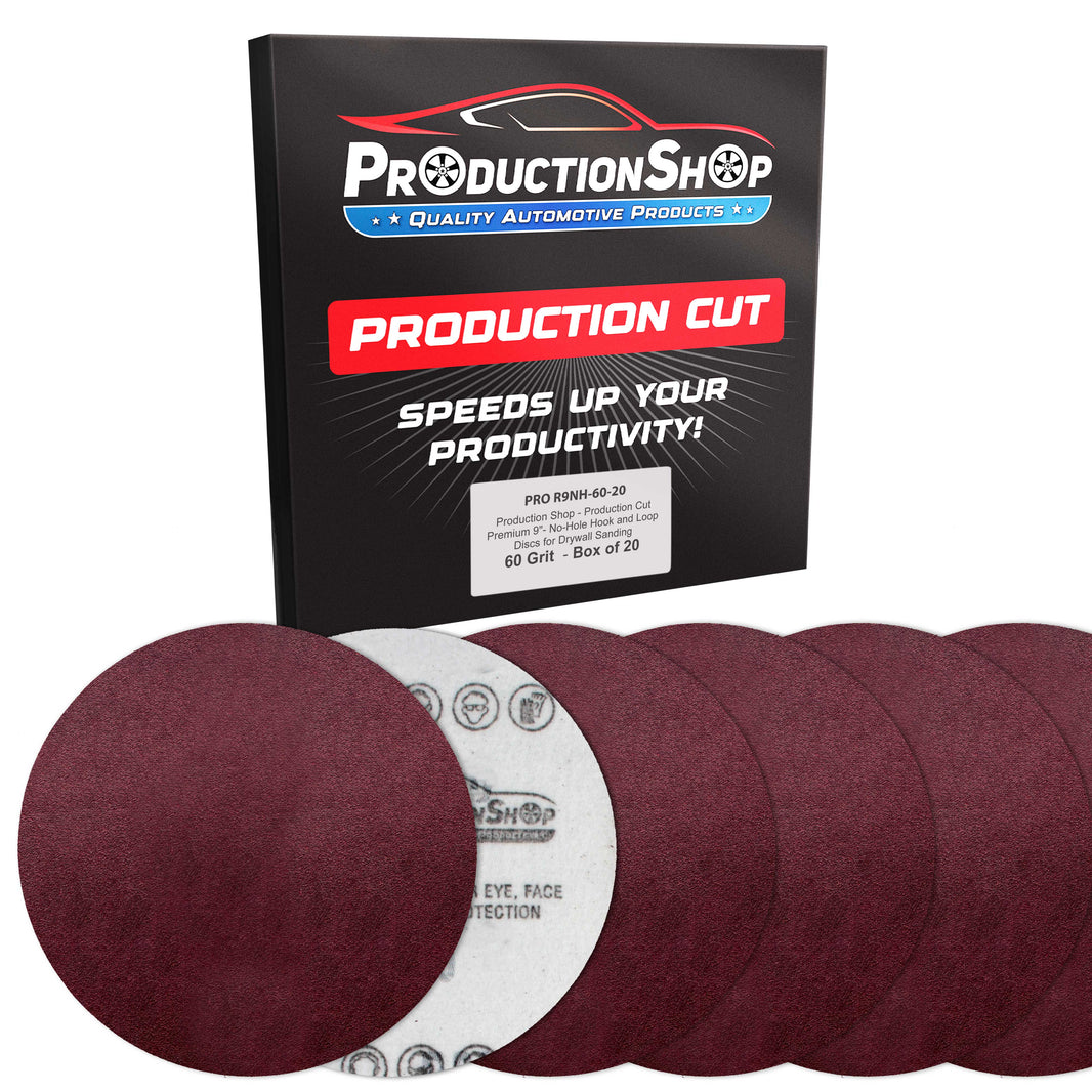 Premium 9" Red 60 Grit Hook & Loop Sanding Discs, Box of 20 - Sandpaper for Drywall Power Sanders, Coarse-Cut Abrasive
