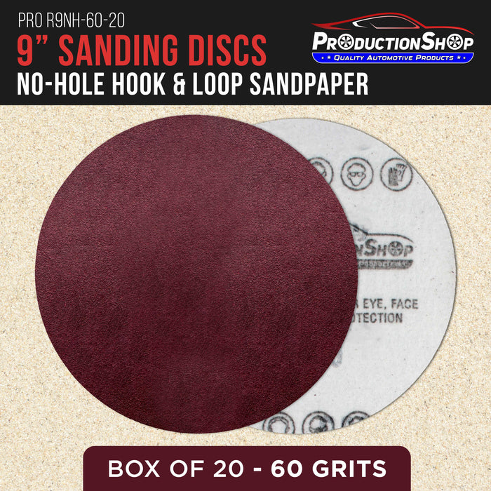 Premium 9" Red 60 Grit Hook & Loop Sanding Discs, Box of 20 - Sandpaper for Drywall Power Sanders, Coarse-Cut Abrasive - Woodworking, Sand Wood Metal Automotive Paint