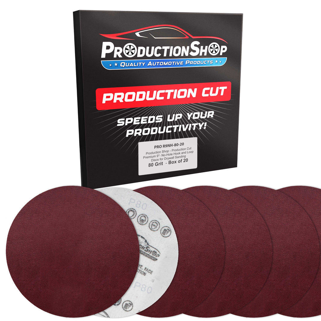 Premium 9" Red 80 Grit Hook & Loop Sanding Discs, Box of 20 - Sandpaper for Drywall Power Sanders, Coarse-Cut Abrasive