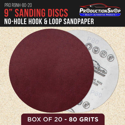 Premium 9" Red 80 Grit Hook & Loop Sanding Discs, Box of 20 - Sandpaper for Drywall Power Sanders, Coarse-Cut Abrasive