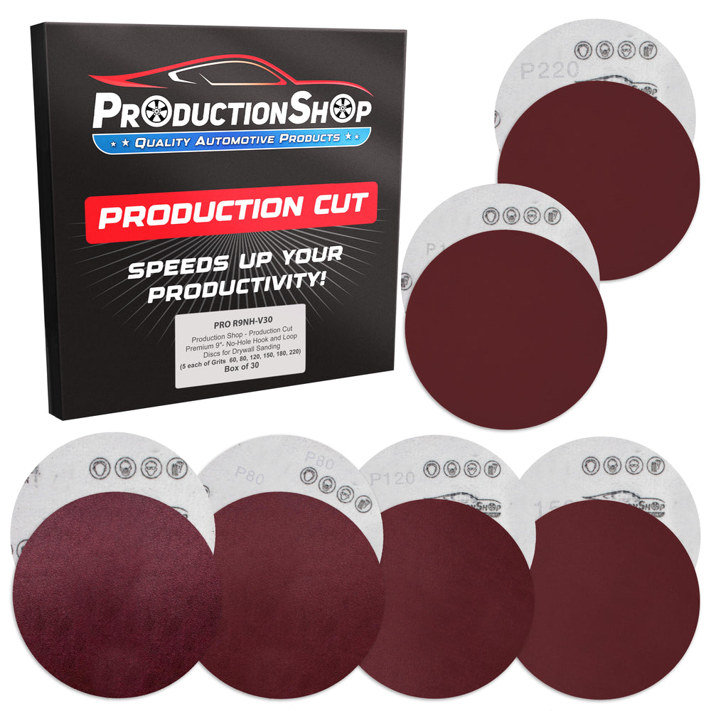 Premium 9" Red PSA Sanding Discs, 30 Disc Variety Pack, Grits 60, 80, 120, 150, 180, 220 - Self Adhesive Stickyback Sandpaper for Drywall Power Sander, Woodworking Sand Auto Car Paint