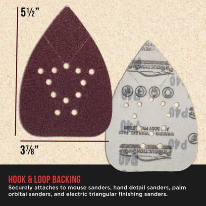 Premium 12-Hole Pattern Mouse Detail Sander Sandpaper Sheets, 100 Disc Variety Pack, Grits 40, 60, 80, 100, 150, 180, 220, 320, 400, 600, 800 - Hook & Loop Disc
