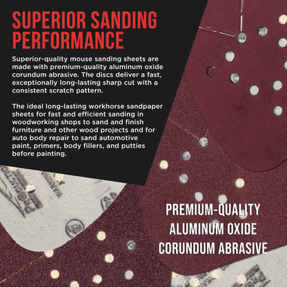Premium 12-Hole Pattern Mouse Detail Sander Sandpaper Sheets, 160 Disc Variety Pack, Grits 40, 60, 80, 100, 120, 150, 180, 220, 320, 400, 600, 800 - Hook & Loop