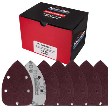 Premium 100 Grit 5-Hole Pattern Mouse Detail Sander Sandpaper Sheets, Box of 45 - Dustless Hook & Loop Triangle Shaped Mouse Disc Pads