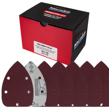 Premium 120 Grit 5-Hole Pattern Mouse Detail Sander Sandpaper Sheets, Box of 45 - Dustless Hook & Loop Triangle Shaped Mouse Disc Pads