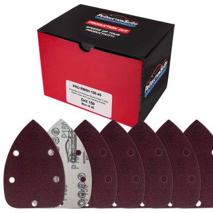 Premium 150 Grit 5-Hole Pattern Mouse Detail Sander Sandpaper Sheets, Box of 45 - Dustless Hook & Loop Triangle Shaped Mouse Disc Pads
