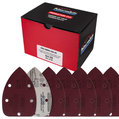 Premium 320 Grit 5-Hole Pattern Mouse Detail Sander Sandpaper Sheets, Box of 45 - Dustless Hook & Loop Triangle Shaped Mouse Disc Pads