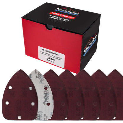 Premium 600 Grit 5-Hole Pattern Mouse Detail Sander Sandpaper Sheets, Box of 45 - Dustless Hook & Loop Triangle Shaped Mouse Disc Pads
