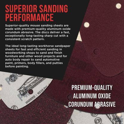 Premium 800 Grit 5-Hole Pattern Mouse Detail Sander Sandpaper Sheets, Box of 45 - Dustless Hook & Loop Triangle Shaped Mouse Disc Pads