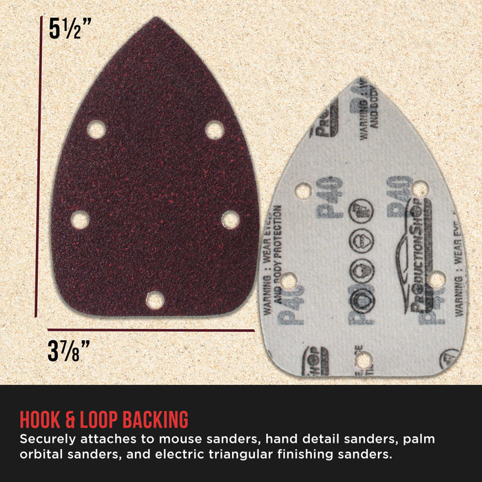 Premium 5-Hole Pattern Mouse Detail Sander Sandpaper Sheets, 100 Disc Variety Pack, Grits 40, 60, 80, 100, 150, 180, 220, 320, 400, 600, 800 - Hook & Loop Disc - Woodworking Furniture