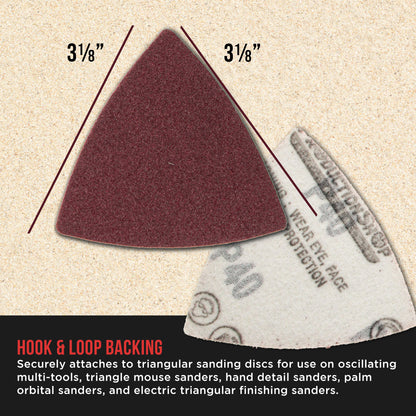 Premium 100 Grit Triangle Mouse Detail Sander Sandpaper Sheets, Box of 45 - Hook & Loop, Triangular Shaped Mouse Disc Pads - Oscillating Multi-Tools