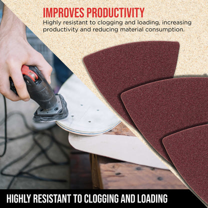 Premium 100 Grit Triangle Mouse Detail Sander Sandpaper Sheets, Box of 45 - Hook & Loop, Triangular Shaped Mouse Disc Pads - Oscillating Multi-Tools