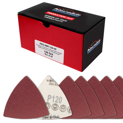 Premium 120 Grit Triangle Mouse Detail Sander Sandpaper Sheets, Box of 45 - Hook & Loop, Triangular Shaped Mouse Disc Pads - Oscillating Multi-Tools