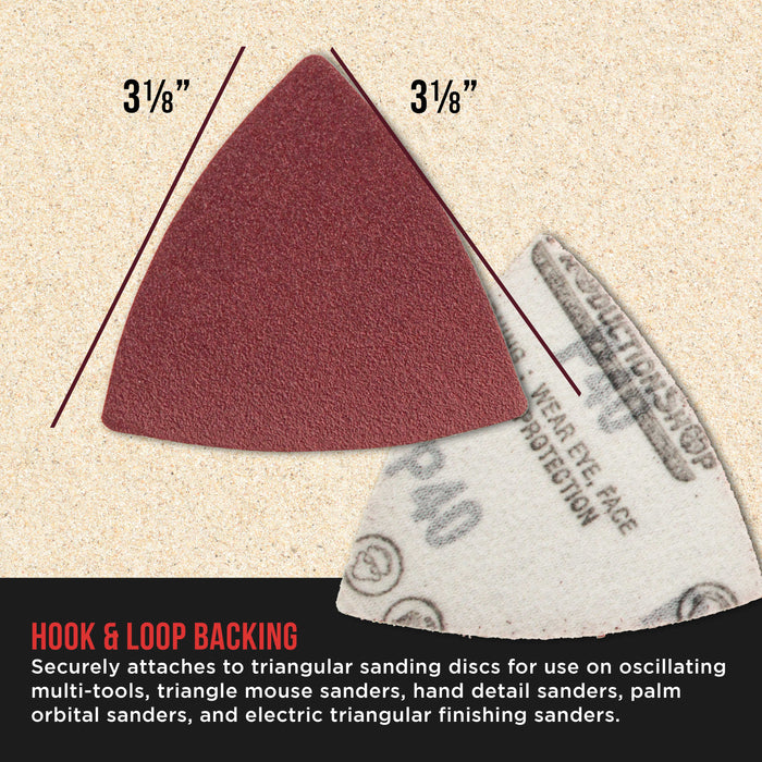 Premium 120 Grit Triangle Mouse Detail Sander Sandpaper Sheets, Box of 45 - Hook & Loop, Triangular Shaped Mouse Disc Pads - Oscillating Multi-Tools - Woodworking, Sand Furniture Paint