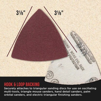 Premium 150 Grit Triangle Mouse Detail Sander Sandpaper Sheets, Box of 45 - Hook & Loop, Triangular Shaped Mouse Disc Pads - Oscillating Multi-Tools