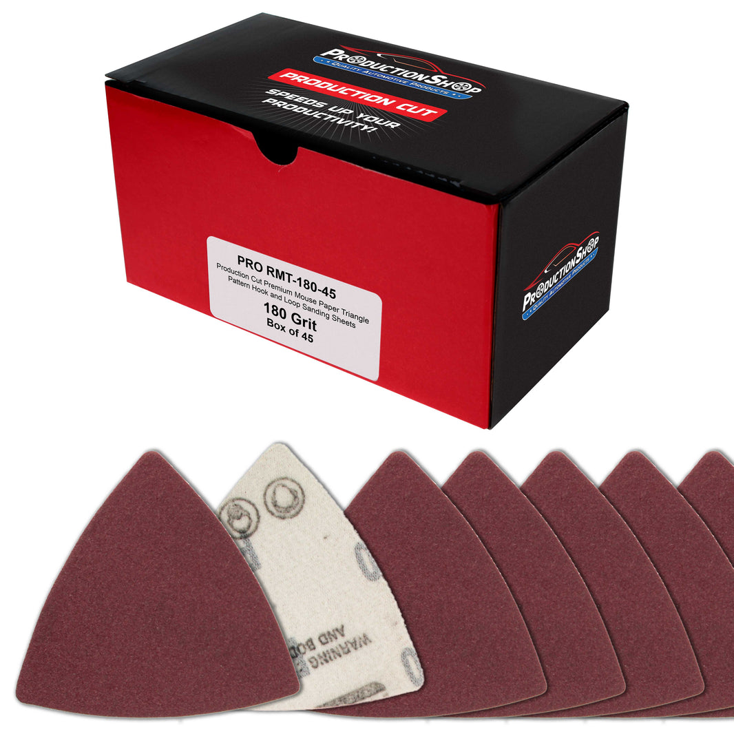 Premium 180 Grit Triangle Mouse Detail Sander Sandpaper Sheets, Box of 45 - Hook & Loop, Triangular Shaped Mouse Disc Pads - Oscillating Multi-Tools