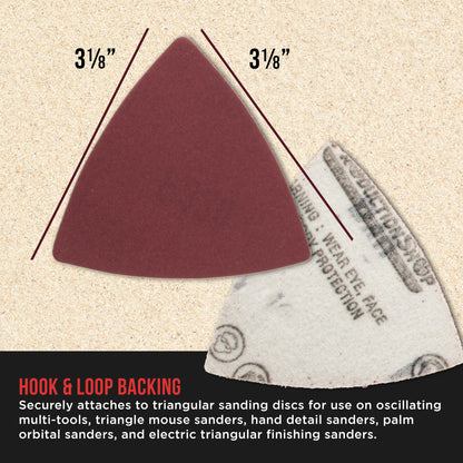 Premium 220 Grit Triangle Mouse Detail Sander Sandpaper Sheets, Box of 45 - Hook & Loop, Triangular Shaped Mouse Disc Pads - Oscillating Multi-Tools
