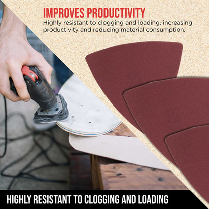 Premium 220 Grit Triangle Mouse Detail Sander Sandpaper Sheets, Box of 45 - Hook & Loop, Triangular Shaped Mouse Disc Pads - Oscillating Multi-Tools