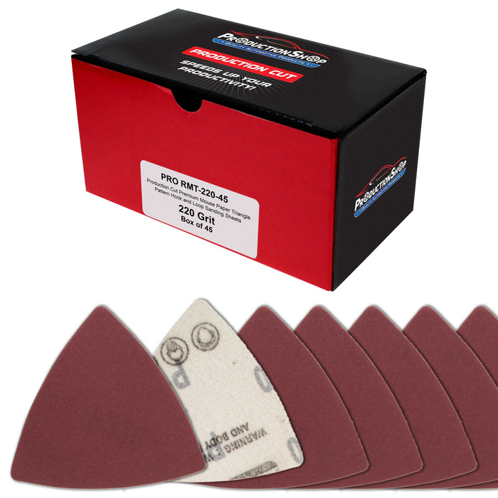 Premium 220 Grit Triangle Mouse Detail Sander Sandpaper Sheets, Box of 45 - Hook & Loop, Triangular Shaped Mouse Disc Pads - Oscillating Multi-Tools - Woodworking, Sand Furniture Paint