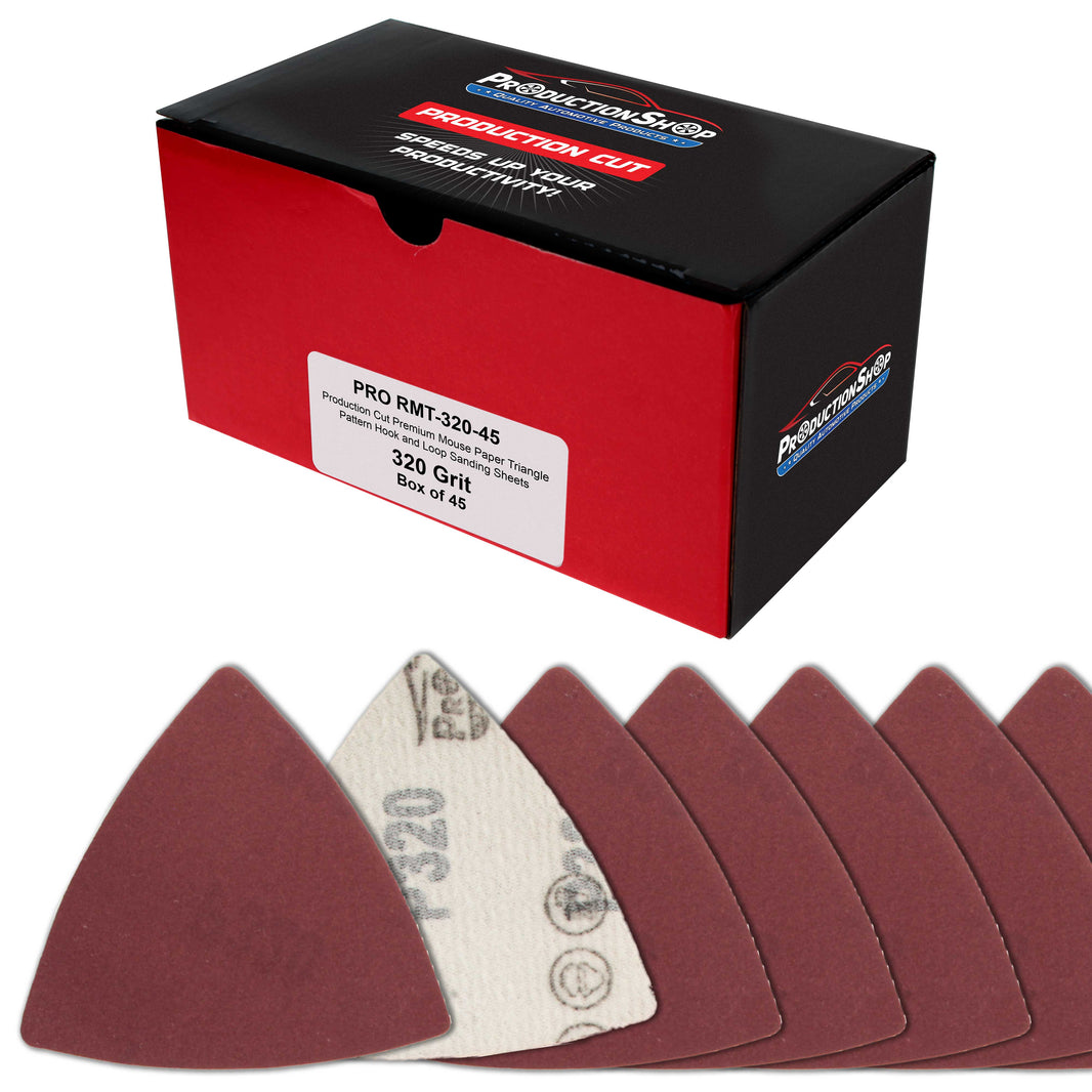 Premium 320 Grit Triangle Mouse Detail Sander Sandpaper Sheets, Box of 45 - Hook & Loop, Triangular Shaped Mouse Disc Pads - Oscillating Multi-Tools