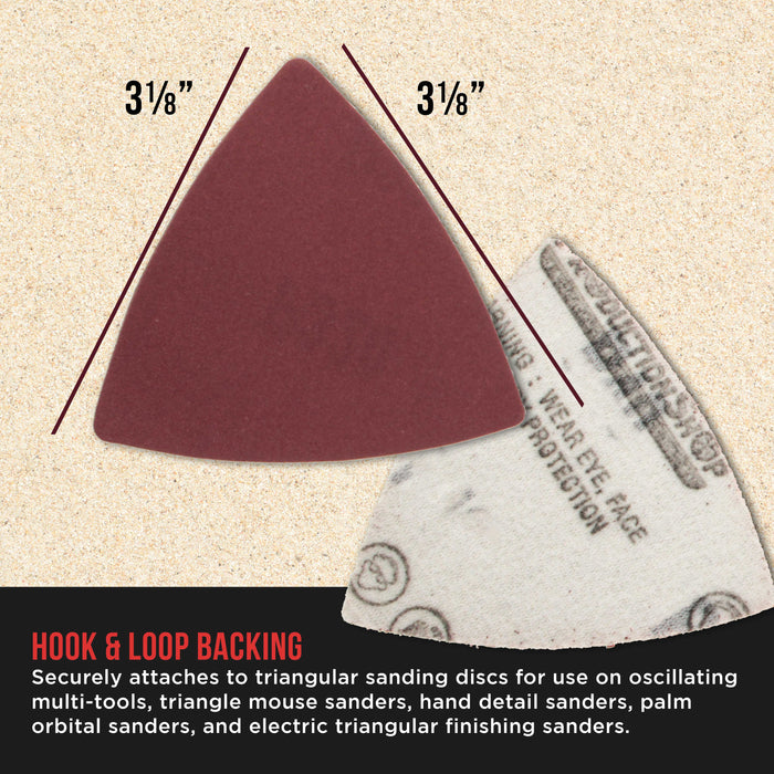 Premium 320 Grit Triangle Mouse Detail Sander Sandpaper Sheets, Box of 45 - Hook & Loop, Triangular Shaped Mouse Disc Pads - Oscillating Multi-Tools - Woodworking, Sand Furniture Paint