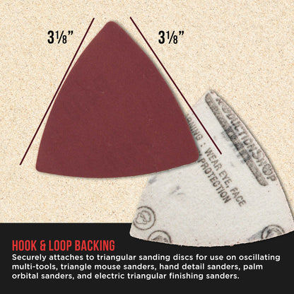 Premium 400 Grit Triangle Mouse Detail Sander Sandpaper Sheets, Box of 45 - Hook & Loop, Triangular Shaped Mouse Disc Pads - Oscillating Multi-Tools