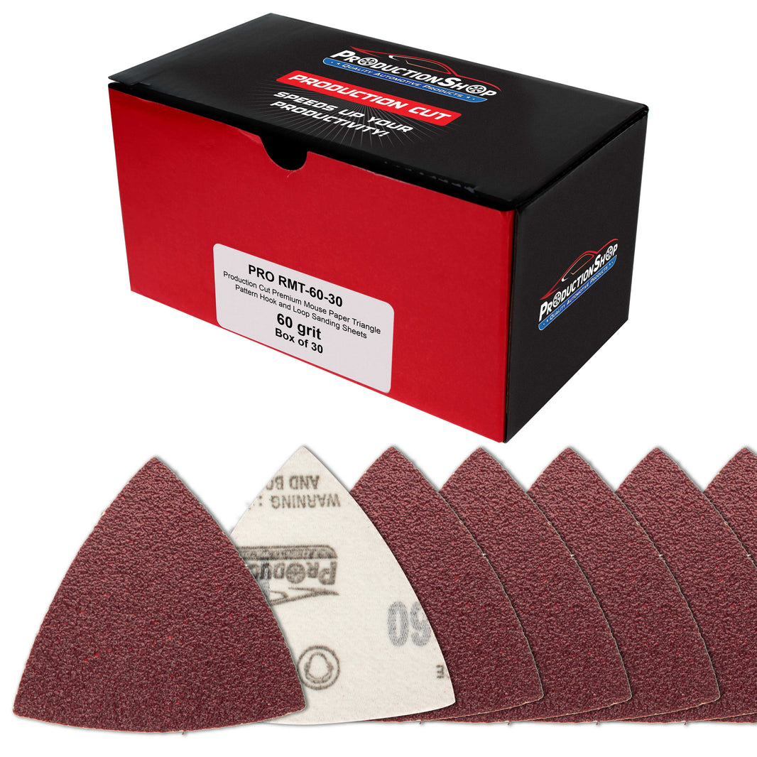 Premium 60 Grit Triangle Mouse Detail Sander Sandpaper Sheets, Box of 30 - Hook & Loop, Triangular Shaped Mouse Disc Pads - Oscillating Multi-Tools