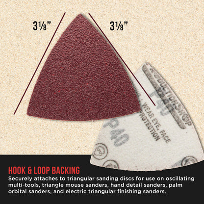 Premium 60 Grit Triangle Mouse Detail Sander Sandpaper Sheets, Box of 30 - Hook & Loop, Triangular Shaped Mouse Disc Pads - Oscillating Multi-Tools