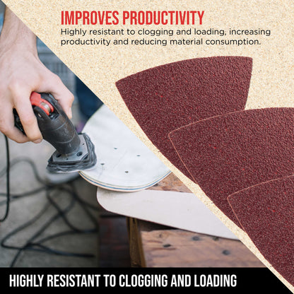 Premium 60 Grit Triangle Mouse Detail Sander Sandpaper Sheets, Box of 30 - Hook & Loop, Triangular Shaped Mouse Disc Pads - Oscillating Multi-Tools