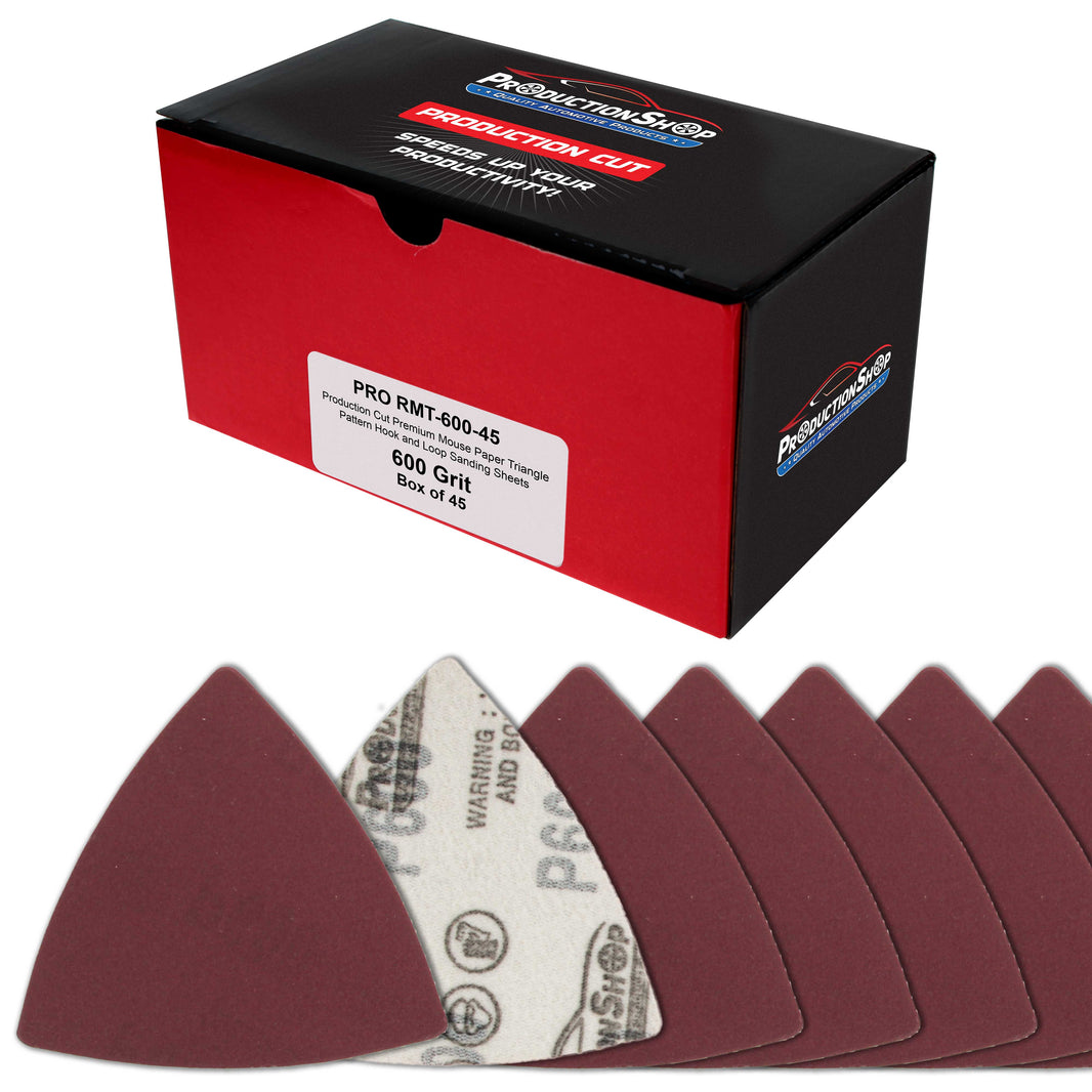 Premium 600 Grit Triangle Mouse Detail Sander Sandpaper Sheets, Box of 45 - Hook & Loop, Triangular Shaped Mouse Disc Pads - Oscillating Multi-Tools