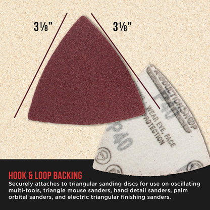 Premium 80 Grit Triangle Mouse Detail Sander Sandpaper Sheets, Box of 45 - Hook & Loop, Triangular Shaped Mouse Disc Pads - Oscillating Multi-Tools
