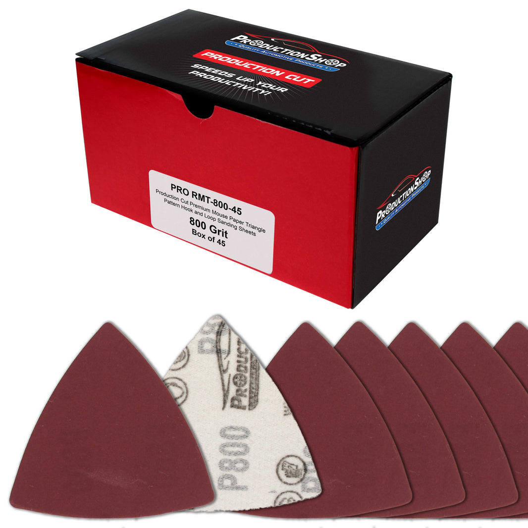 Premium 800 Grit Triangle Mouse Detail Sander Sandpaper Sheets, Box of 45 - Hook & Loop, Triangular Shaped Mouse Disc Pads - Oscillating Multi-Tools