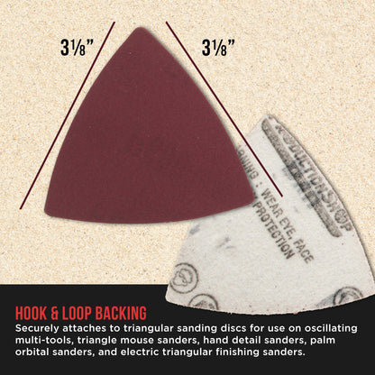 Premium 800 Grit Triangle Mouse Detail Sander Sandpaper Sheets, Box of 45 - Hook & Loop, Triangular Shaped Mouse Disc Pads - Oscillating Multi-Tools