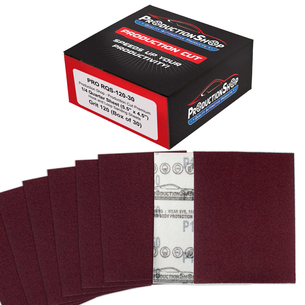 Premium Red 120 Grit 1/4 Sheet Size Red Sanding Sheets, Box of 30 - Hook & Loop Backing Sandpaper, Medium-Cut Abrasive - Fits Palm Sanders, Hand Sanding Blocks - Woodworking, Auto Paint