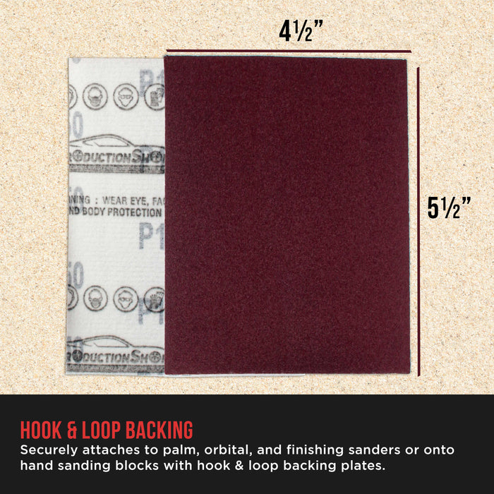 Premium Red 120 Grit 1/4 Sheet Size Red Sanding Sheets, Box of 30 - Hook & Loop Backing Sandpaper, Medium-Cut Abrasive - Fits Palm Sanders, Hand Sanding Blocks - Woodworking, Auto Paint