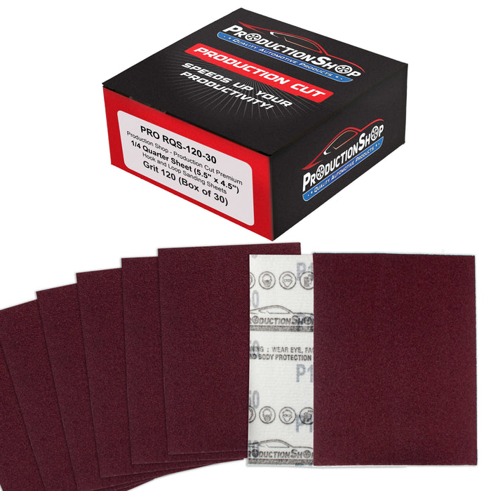 Premium Red 120 Grit 1/4 Sheet Size Red Sanding Sheets, Box of 30 - Hook & Loop Backing Sandpaper, Medium-Cut Abrasive - Fits Palm Sanders, Hand Sanding Blocks - Woodworking, Auto Paint