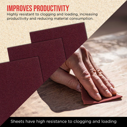 Premium Red 150 Grit 1/4 Sheet Size Red Sanding Sheets, Box of 30 - Hook & Loop Backing Sandpaper, Medium-Cut Abrasive - Fits Palm Sanders, Hand Sanding Blocks