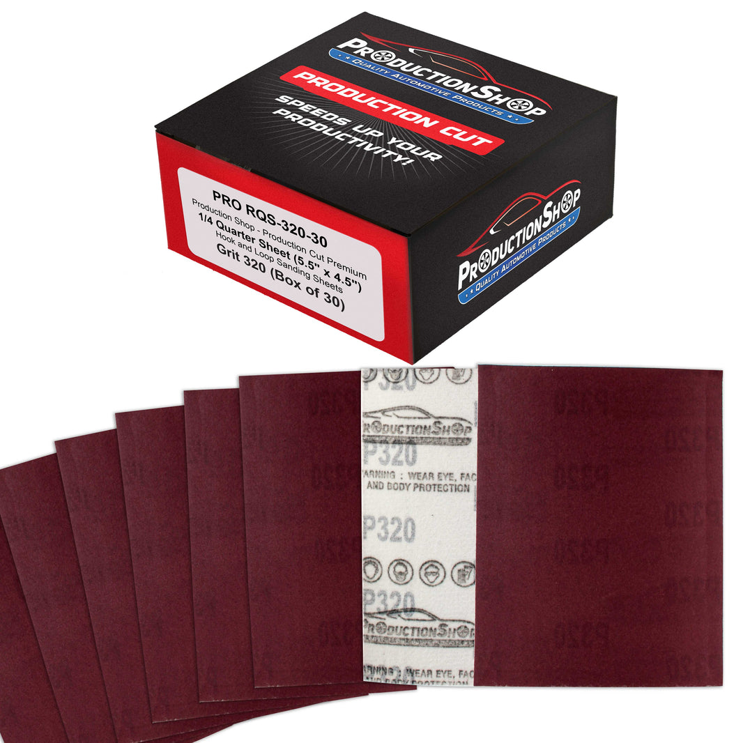 Premium Red 320 Grit 1/4 Sheet Size Red Sanding Sheets, Box of 30 - Hook & Loop Backing Sandpaper, Fine-Cut Abrasive - Fits Palm Sanders, Hand Sanding Blocks