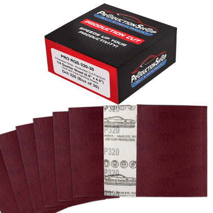 Premium Red 320 Grit 1/4 Sheet Size Red Sanding Sheets, Box of 30 - Hook & Loop Backing Sandpaper, Fine-Cut Abrasive - Fits Palm Sanders, Hand Sanding Blocks