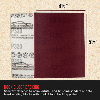 Premium Red 320 Grit 1/4 Sheet Size Red Sanding Sheets, Box of 30 - Hook & Loop Backing Sandpaper, Fine-Cut Abrasive - Fits Palm Sanders, Hand Sanding Blocks