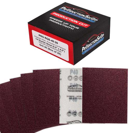 Premium Red 40 Grit 1/4 Sheet Size Red Sanding Sheets, Box of 20 - Hook & Loop Backing Sandpaper, Coarse-Cut Abrasive - Fits Palm Sanders, Hand Sanding Blocks - Woodworking, Auto Paint