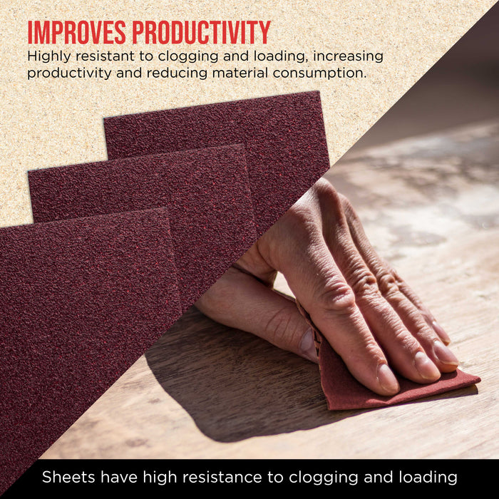 Premium Red 40 Grit 1/4 Sheet Size Red Sanding Sheets, Box of 20 - Hook & Loop Backing Sandpaper, Coarse-Cut Abrasive - Fits Palm Sanders, Hand Sanding Blocks - Woodworking, Auto Paint