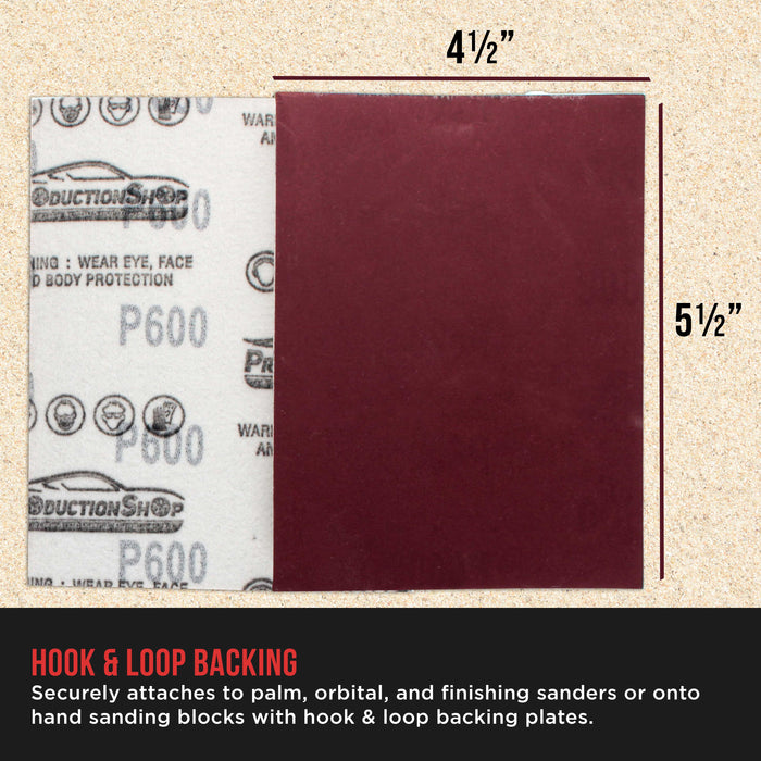 Premium Red 600 Grit 1/4 Sheet Size Red Sanding Sheets, Box of 30 - Hook & Loop Backing Sandpaper, Fine-Cut Abrasive - Fits Palm Sanders, Hand Sanding Blocks - Woodworking, Auto Paint