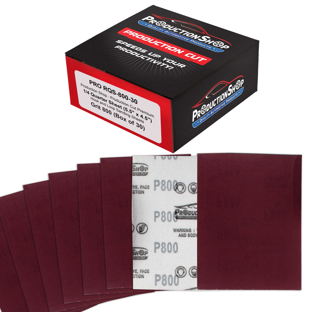 Premium Red 800 Grit 1/4 Sheet Size Red Sanding Sheets, Box of 30 - Hook & Loop Backing Sandpaper, Fine-Cut Abrasive - Fits Palm Sanders, Hand Sanding Blocks