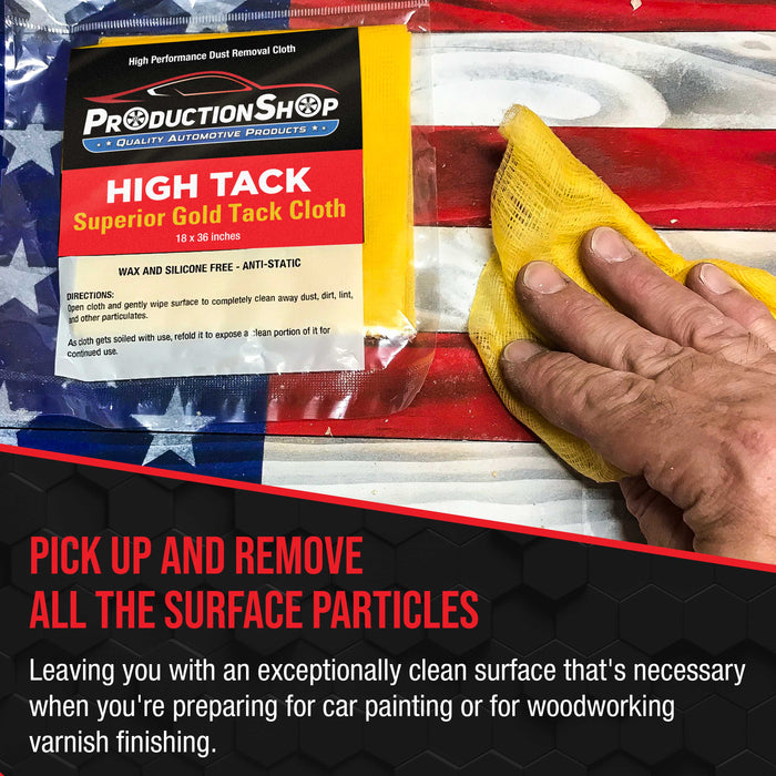 ProductionShop - High Tack Superior Gold Tack Cloths, Case of 144 - Removes Dust Sanding Particles Cleans Surfaces, Wax & Silicone Free Anti-Static