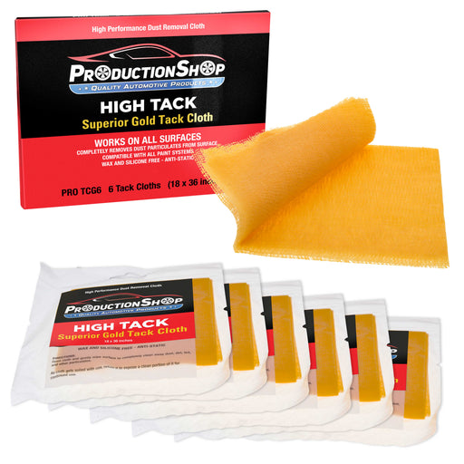 ProductionShop - High Tack Superior Gold Tack Cloths, Box of 6 - Professional Grade, Removes Dust, Sanding Particles, Cleans Surfaces